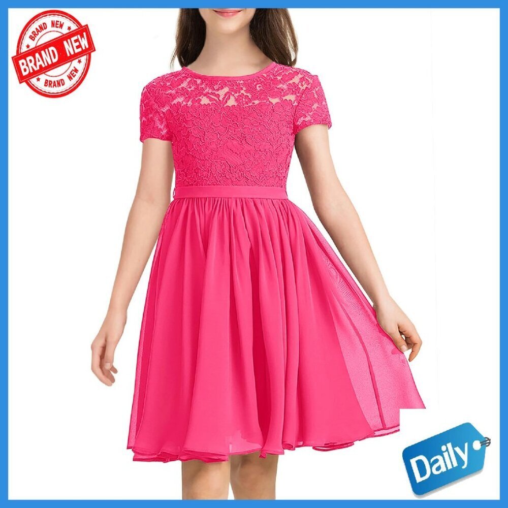 Girls Lace A-Line Formal Dress 6-12Y Wedding Party Special Occasion